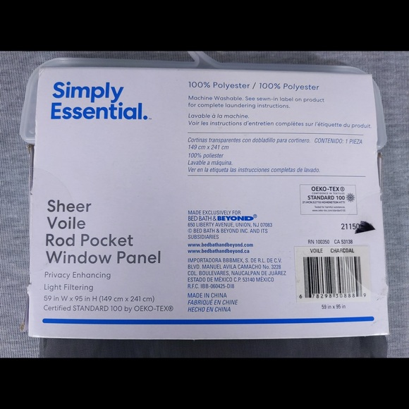 Simply Essential Sheer Voile Rod Pocket Window Panel (1 panel only) - Picture 5 of 6